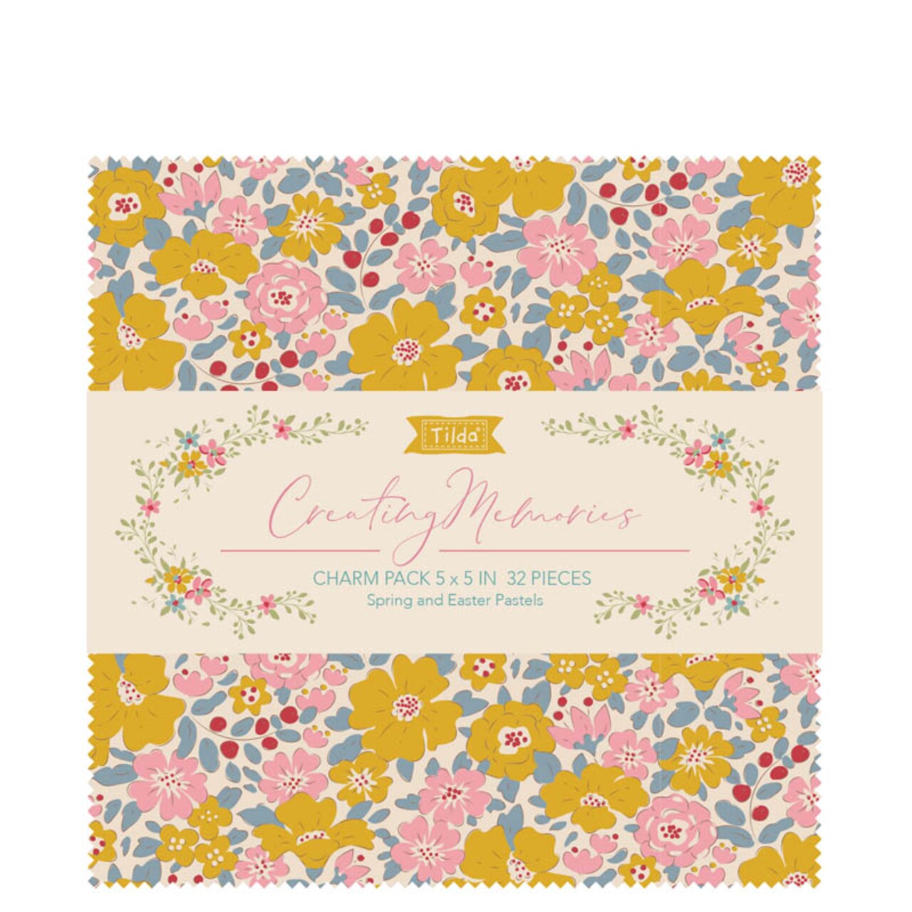 Tilda Fabrics Creating Memories Spring Charm Pack - 32 Pieces - 5" x 5" - 100% Cotton